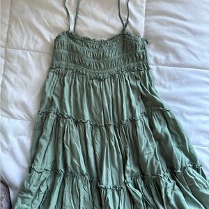 Aeropostale Sage Green Tiered Spaghetti Strap Dress